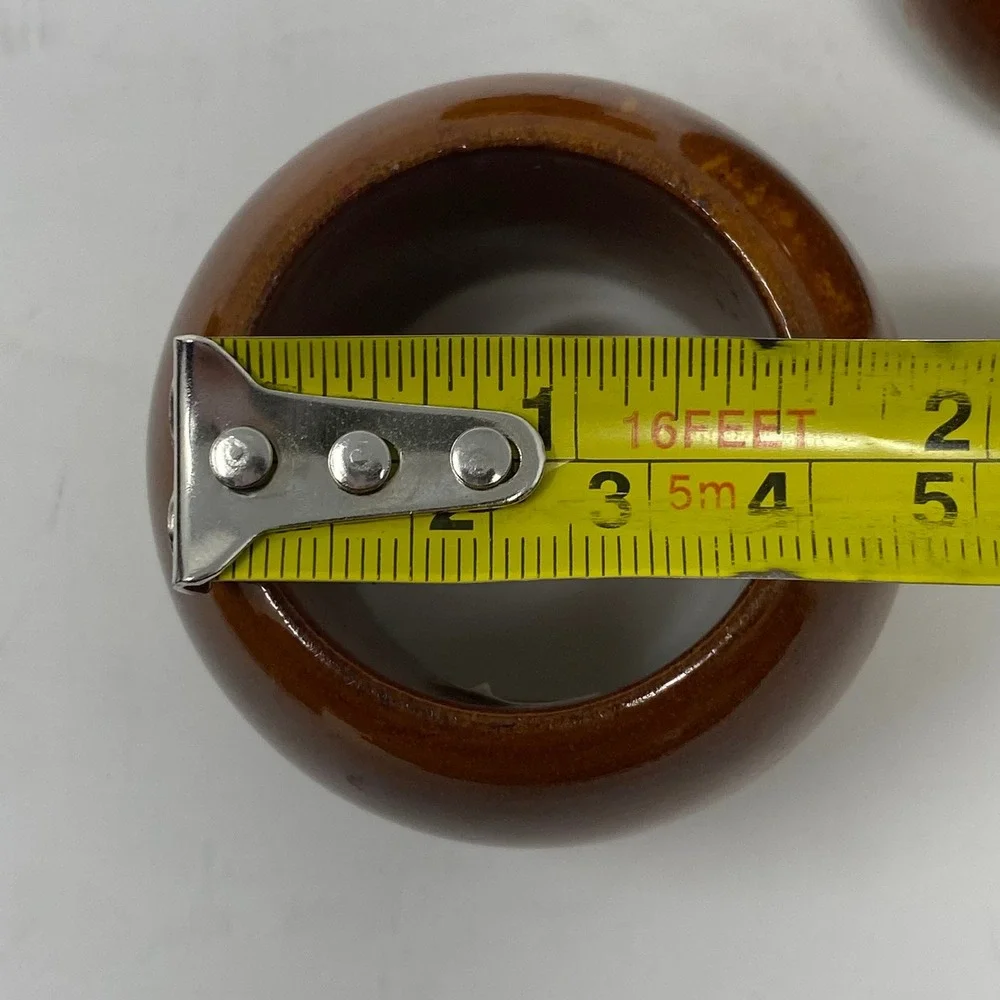 Vintage Napkin Rings‎ Brown Set of 6 Wood Round Made in India